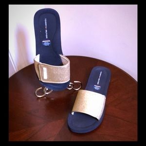 Tommy Hilfiger Women’s Gold Slides